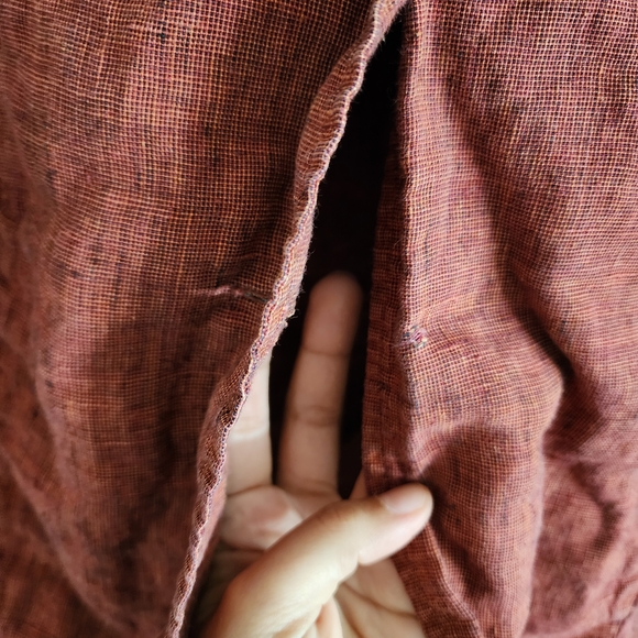 FLAX 100% Linen Button Up Jacket Blazer Brick Red Button Needs To Be Sewn On - Picture 3 of 7